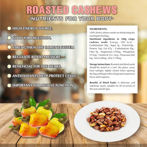 5.29oz (150g) ROASTED CASHEW NUTS VIETFARMFOOD: Naturally dry roasted. No sugar, no oil, natural sweetness