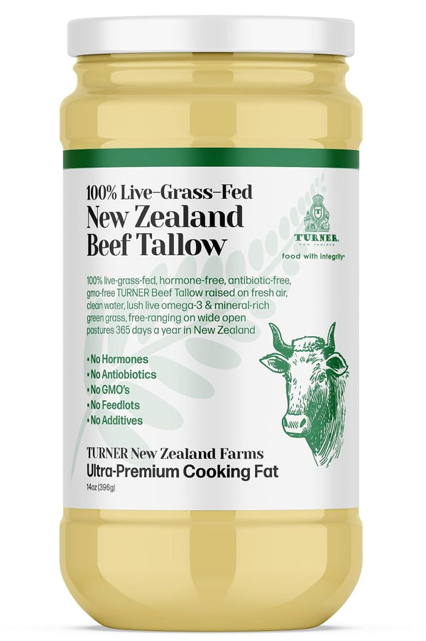 TURNER New Zealand 100% Live-Grass-Fed New Zealand Beef Tallow, Ultra-Premium Cooking Fat