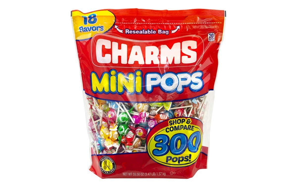 Charms Mini Pops - 18 Assorted Flavors with Resealable Bag (300 Count)