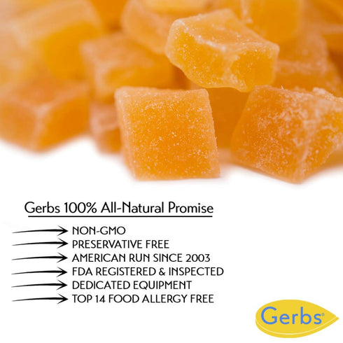 2 lbs. 14 Gerbs Lightly Sweetened Dried Mango Cubes | Unsulfured, No Artificial Additives, Resealable Bag | Naturally
