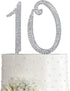 MAGJUCHE Silver 10" Crystal Cake Topper, Number 10 Rhinestones for 10th Birthday or Anniversary Party Decoration