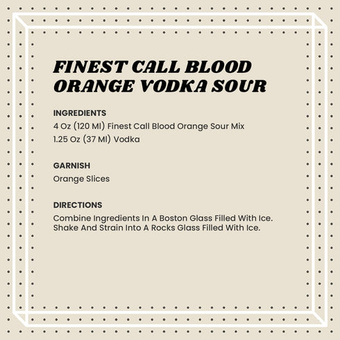 1 (33.8 Oz), Pack 3 Finest Call Premium Blood Orange Sour Drink Mix, Liter Bottle Fl