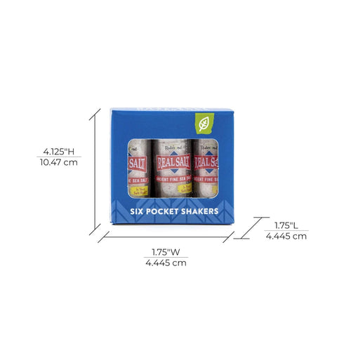 0.21 (6 Pack) Redmond Real Sea Salt - Natural Unrefined Gluten Free Fine, Ounce Pocket Shaker