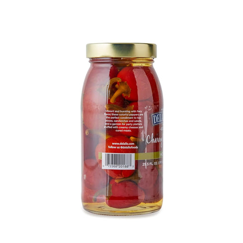 Packed 25.5 oz (3 Pack) DeLallo Red Hot Cherry Peppers, Pickled and in Vinegar Brine, Spicy Sweet Flavor, Naturally