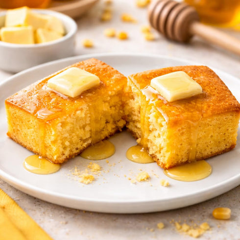 JO BAKES 8 Count Cornbread Slices Individually Wrapped Grab & Go Lunchbox Treat, Southern Bakery Style