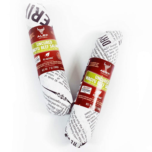 pack 2 Wagyu Dry Beef Uncured Salami, Mild Blend of Spices