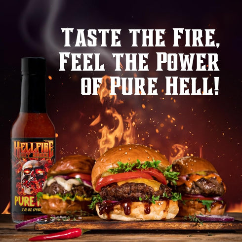 7 5 oz Hellfire Pure Hell Hot Sauce, Pepper Blend, Gourmet, Multi Award-Winning, Amazingly Hot and Flavorful Sauce