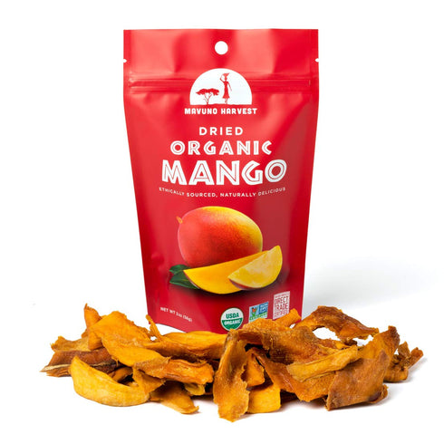 Mavuno Harvest 2 Ounce Pack of 6 Unsweetened Organic Dried Mango Snacks | Gluten Free Vegan Treats