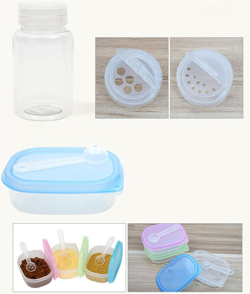 Travel Spice Containers Kit, 3 Pcs 2.7 oz Liquid Spice Bottles, 3 Pcs 3.3 oz Sauce Bottle, Durable Storage Bag for