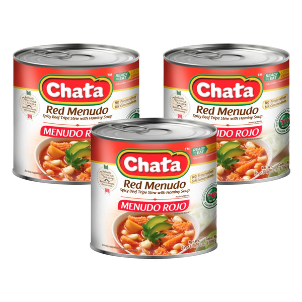 Chata Red Menudo, Beef beef belly Stew with Hominy Corn, 25 oz