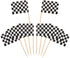 Pangda 100 Pack Checkered Racing Flag Toothpicks - Cupcake Picks, Toothpick Flag Dinner Race Car Cake Toppers, Party