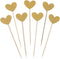 WARMBUY 50 Pack Gold Glitter Cupcake Toppers with Sticks for Baby Bridal Shower Birthday Party (Heart)