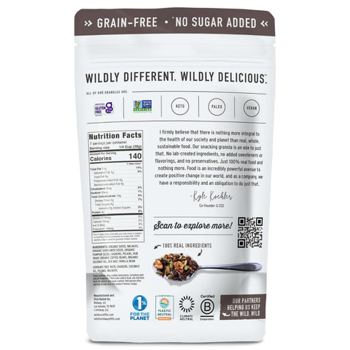 Wildway Keto Granola, Vanilla Bean Espresso, 8 oz, Grain-Free, Vegan, Low Carb, No Sugar Added, Paleo-Friendly, Non-GMO