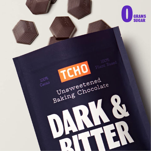 100% (3 (8oz TCHO Dark & Bitter Unsweetened Dark Chocolate Baking Couverture Bag) | Organic & Fair Trade Certified |