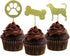 Morndew 24 PCS Gold Glitter Dog Palm and Bone Cupcake Toppers for Baby Shower, Birthday Party & Wedding Decorations
