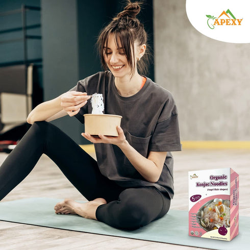 APEXY 42.24oz 8 Organic Shirataki Konjac Noodle with Organic Oat Flour Pouches Inside Healthy Diet, Low Calorie