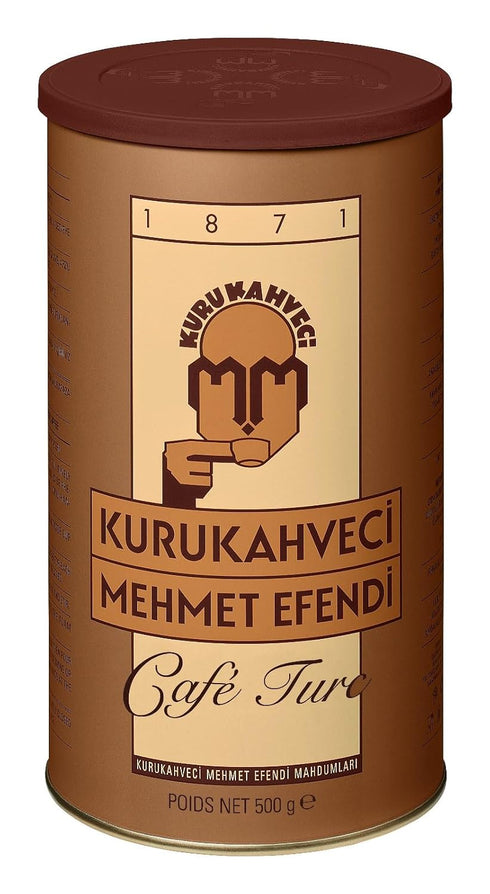 100% 1871, 17.6 OZ 500 Pack 2 KURUKAHVECI MEHMET EFENDI Turkish Coffee, Arabica, Finely Roasted Ground Coffee