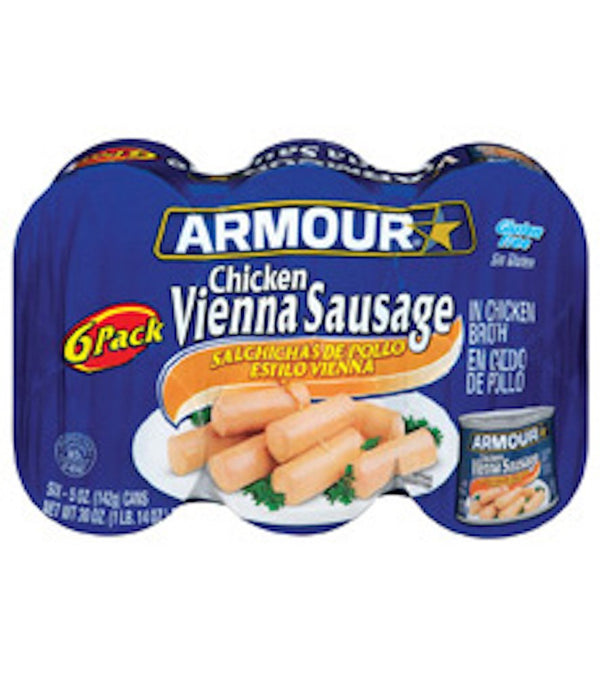 WPARHUS Armour Chicken Vienna Original Sausage, (Six) 4.75oz. Cans