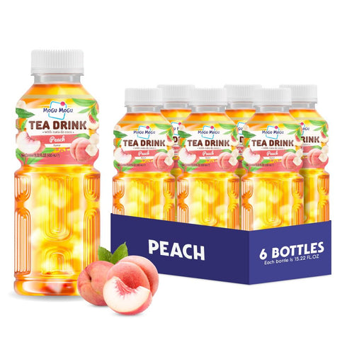 Mogu Mogu Peach Iced Tea with Nata de Coco (Coconut Jelly) Chewy