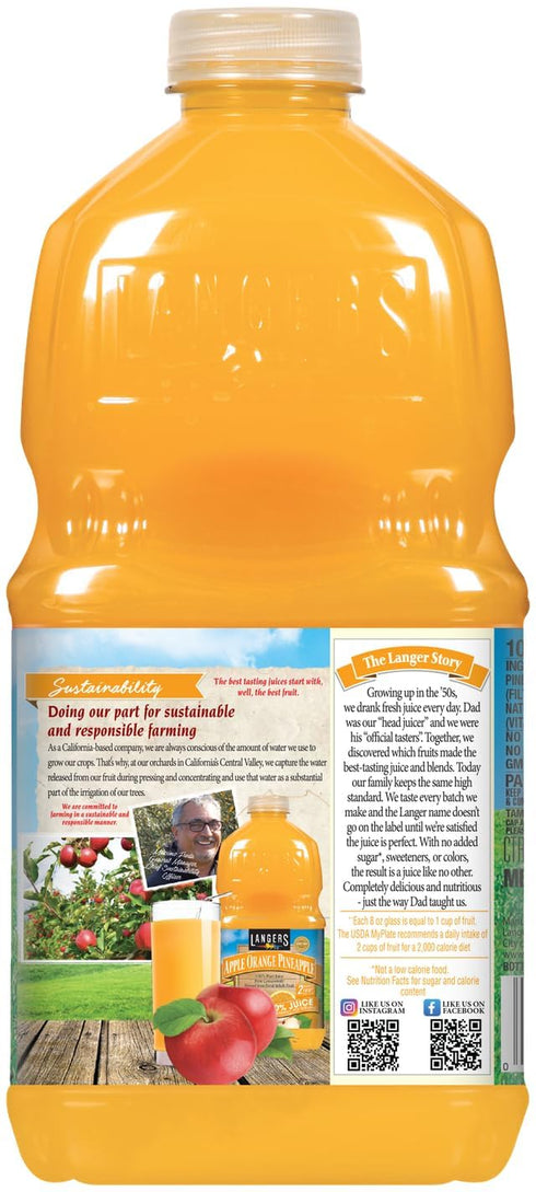 100% 64 Oz (Pack 8) Langers Apple Orange Pineapple Juice, Fl