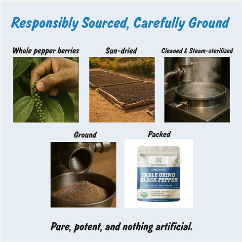4oz Spice Profile | USDA Certified Organic Black Pepper Ground | Raw and Natural | Resealable Pouch | Perfect