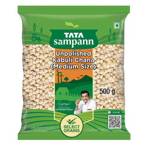 Tata Sampann Unpolished Kabuli Chana, 500 g, (Medium Size)