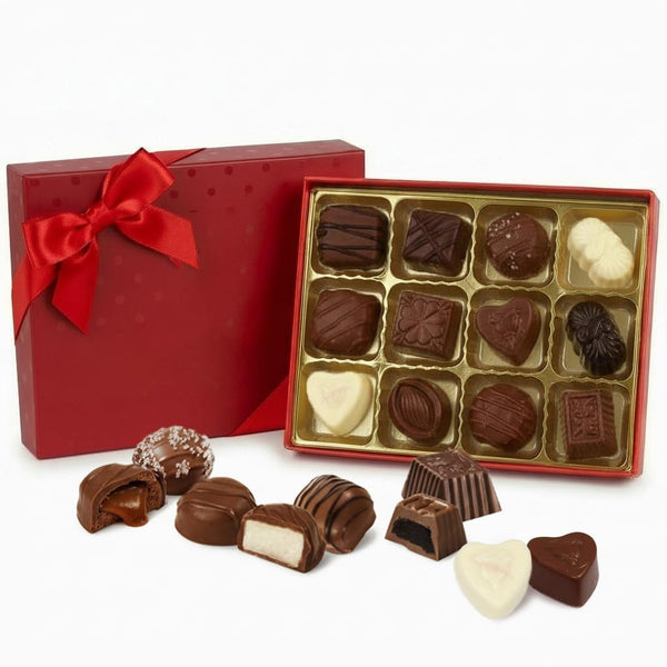 S&K Truffle Co. Luxury Milk Chocolate Truffles Gift Box, 12-Piece Assorted Belgian-Style Chocolates, Mothers Day