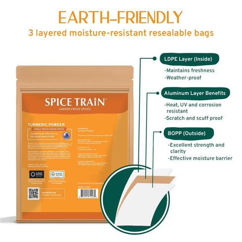 SPICE TRAIN Organic Turmeric Powder with Curcumin (397g/14oz), Lab Tested for Heavy Metal, USDA Organic, Gluten Free &