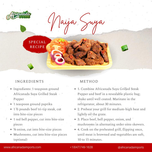 Africanada Suya Spice Pepper Rub, Spicy Powder for Grilled Steak Seasoning Blend, Contains Grounded Roasted Peanut, 3.5