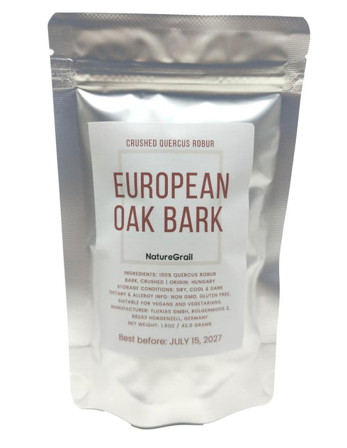 European Oak Bark - 100% Quercus Robur Bark, Cut & Dried, Net Weight: 1.5oz/42.5g