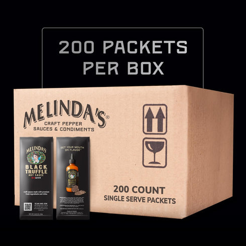 Packets 200 Count (.42 Oz Packets Packets 8 Melindas Black Truffle Hot Sauce - Each) - Hot Sauce Single Serve