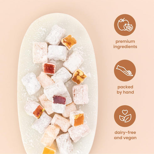 8 Oz. Liberty Orchards, Sugar Free Aplets & Cotlets - Vegan Gourmet Snack, Sugar Free Turkish Delight Candy Gift Box