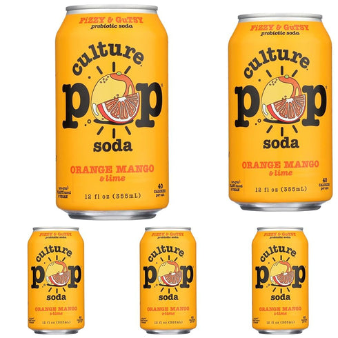 Culture Pop Soda Orange Mango & Lime Probiotic Soda, 12 FZ (Pack of 5)