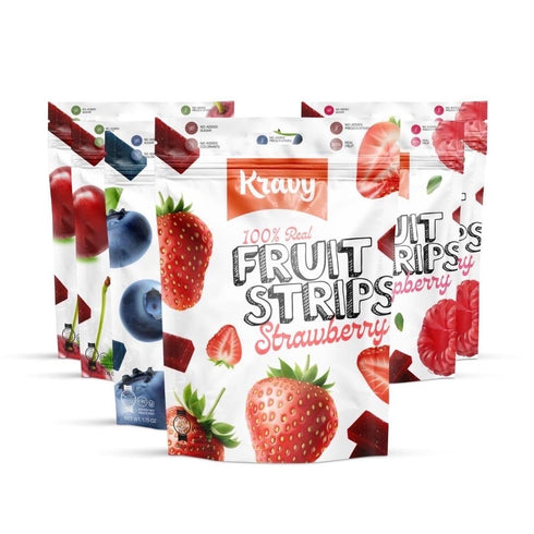Kravy Fruit Strips Real Fruit Snack Strips, No Added Sugar, Kosher, No