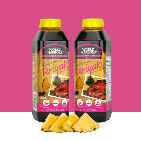 16-Fl Oz (Pack 2) World Harbors Maui Mountain Teriyaki Sauce & Marinade Perfect for Fish, Chicken, Beef, Pork, Wings