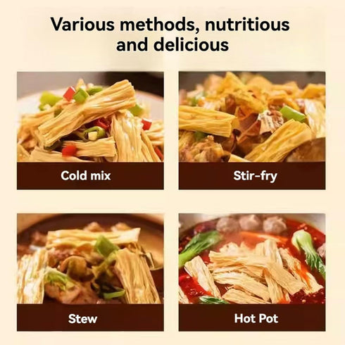JIDUQIU 10.58OZ/ 300g Dried Tofu Skin Strips, Bean Curd Strips, Soy Tofu Strips for Stir-fry, Hot Pot, Soup, Cold