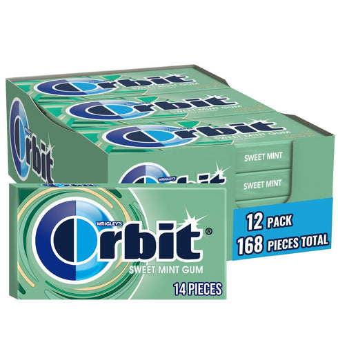 ORBIT Sweet Mint Sugar Free Individually Wrapped Chewing Gum Mint Bulk Box