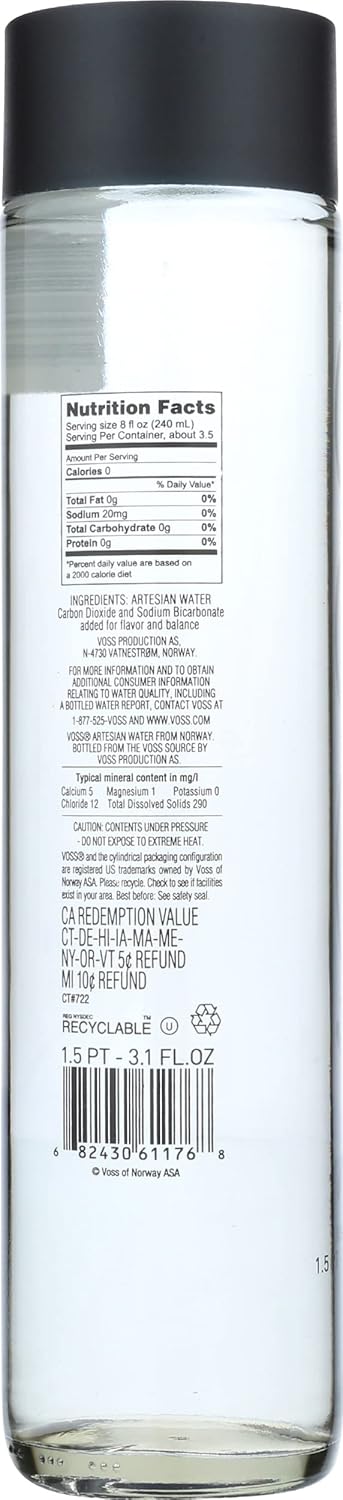 27.05 Oz Voss, Water Sparkling Norway, Fl