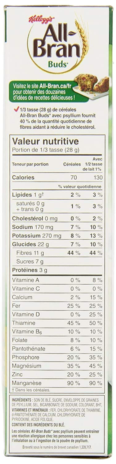 All-Bran 500g/17.6oz, 2-Pack Kellogg's All Bran Buds Cereal (Imported from Canada)