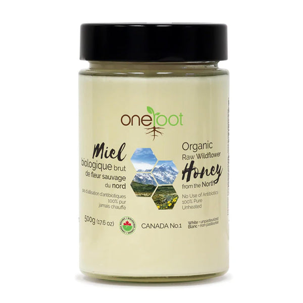 Oneroot 100% Organic Canadian Wildflower Honey - 17.6 Oz/1.1 Lbs, Unheated &