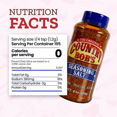 Country Bob's Original Seasoning Salt 8 oz (Pack of 2) | Quick & Easy Flavor Boost for Meat, Poultry, Veggies & Pork
