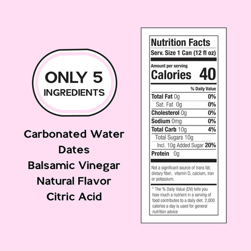 5 12 pack Strawberry Sparkling Wellness Soda - Naturally sweetened with dates - Crafted with balsamic vinegar - simple