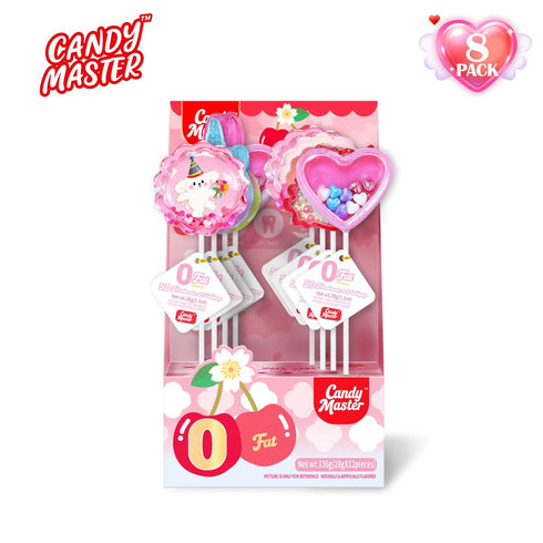 5D 8 Packs Candy Master Lollipop, Mother's Day Sweet Heart Candy, Sugar-Free Treats, Colorful Hard Candy Lollipops