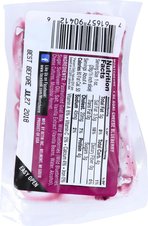 Montchevre 4 Fresh Goat Cheese Log Blueberry Vanilla, Ounce