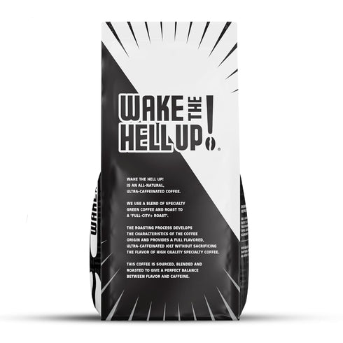 1lb Wake The Hell Up! Ultra-Caffeinated Peanut Butter Cup Whole Bean Coffee, Low Acid, Medium-Dark Roast