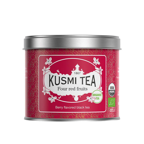 Kusmi Tea - Organic Black Tea with Four Red Fruits - Loose Leaf Tea in Tin Box of 3.5 oz - Flavored with Strawberries,