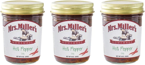 Mrs. Miller's Homemade Jelly, Hot Pepper, 9 OZ (Pack of 3)
