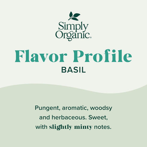 0.54 Simply Organic Pure Egyptian Basil Leaf, Ounce Bottle, Cut and Sifted, Herbaceous and Aromatic, Popular on Pizza