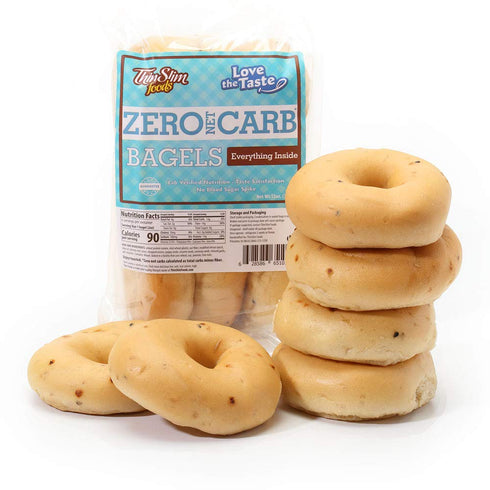 4 Pack (6 Pack) ThinSlim Foods Keto Bagels | Keto Bread Alternative | Low Carb Everything-Inside, Zero Net Carb Bagels