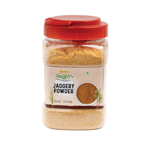 Khushiyon Ki Sougat 1lb (16 oz) Jaggery Powder Jar Natural Sweetener, Perfect for Cooking and